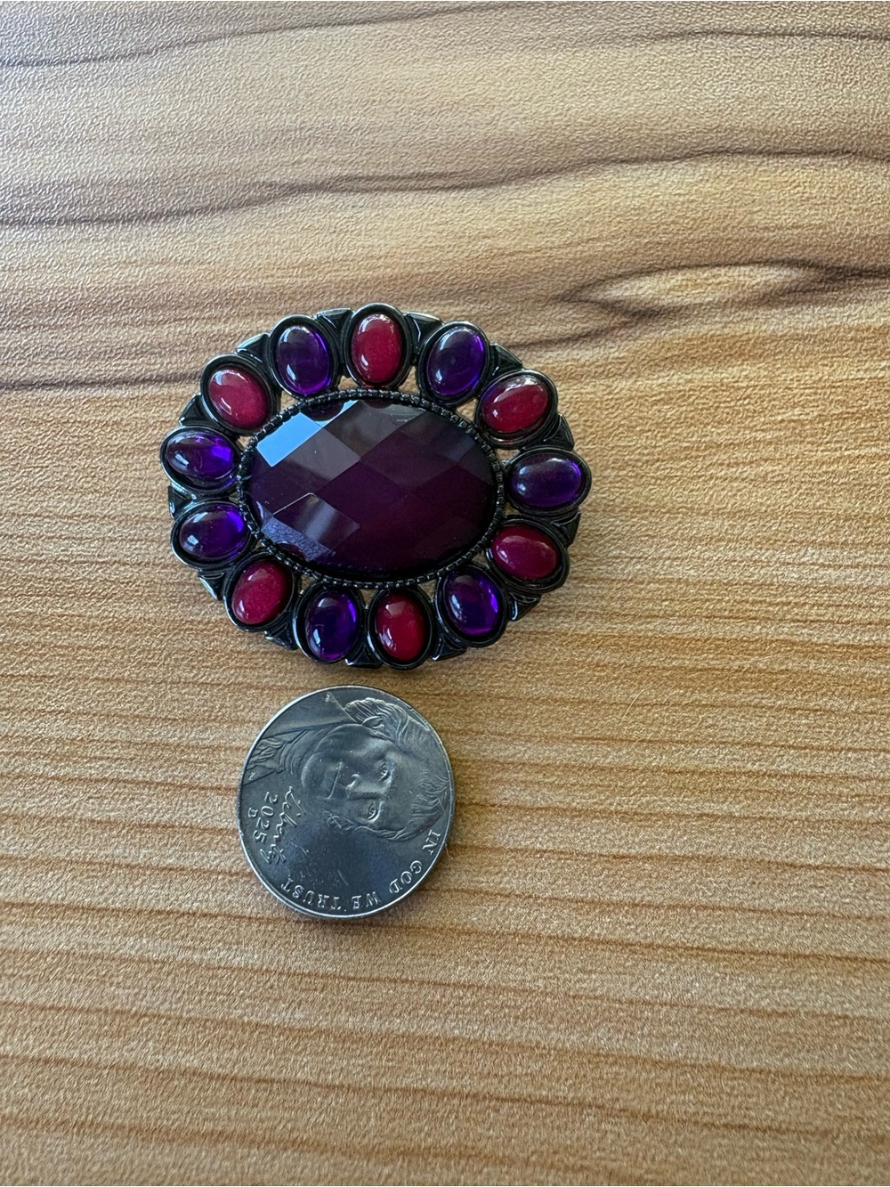 Purple & Magenta Oval Statement Brooch